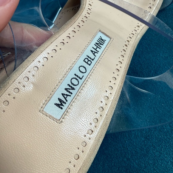 Manolo Blahnik Tan Stiletto Heels with Clear Straps - Picture 6 of 9